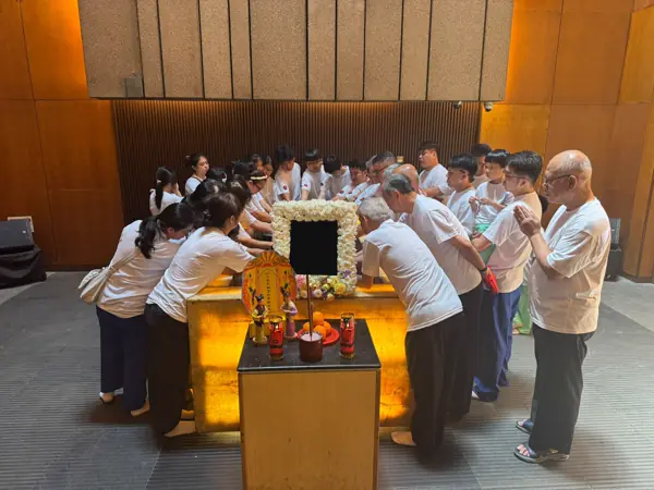 Wake setup with cross and altar in Singapore