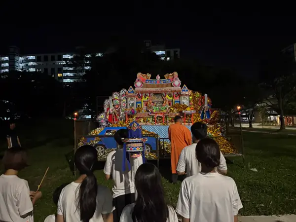 Paper offerings burned at a Taoist funeral